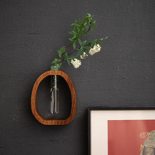 Wooden Wall Vase – Glass Test Tubes, Plant Propagation & Home Decoration