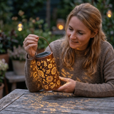 Solar Garden Lantern – Sunflower Pattern, LED Light & Weatherproof Metal