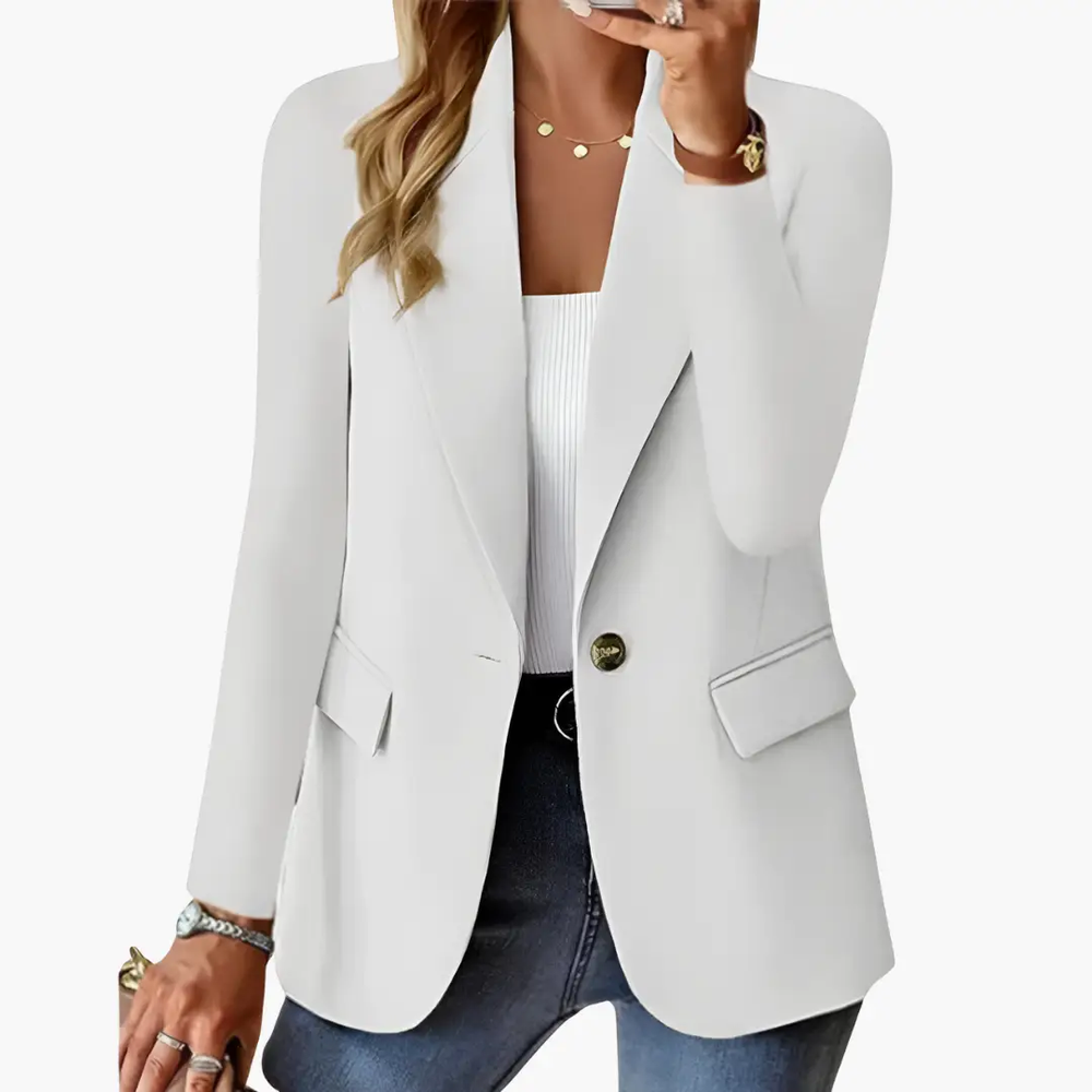 Women's Tailored Blazer – Notch Lapel, Button Closure & Long Sleeve