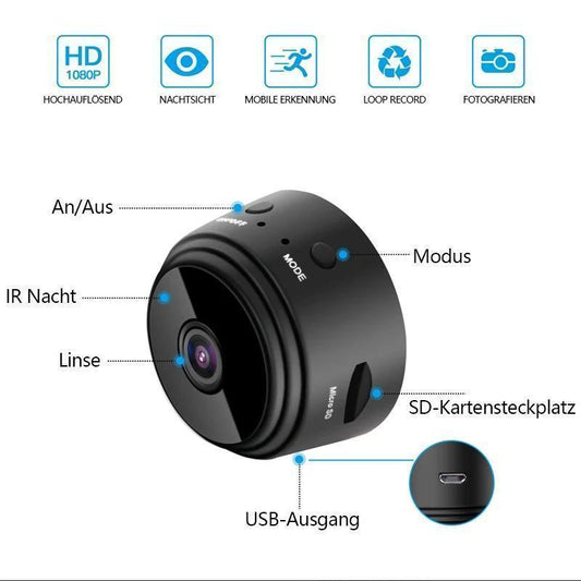WiFi Mini Camera – 1080P, Magnetic Mount & Infrared Night Vision