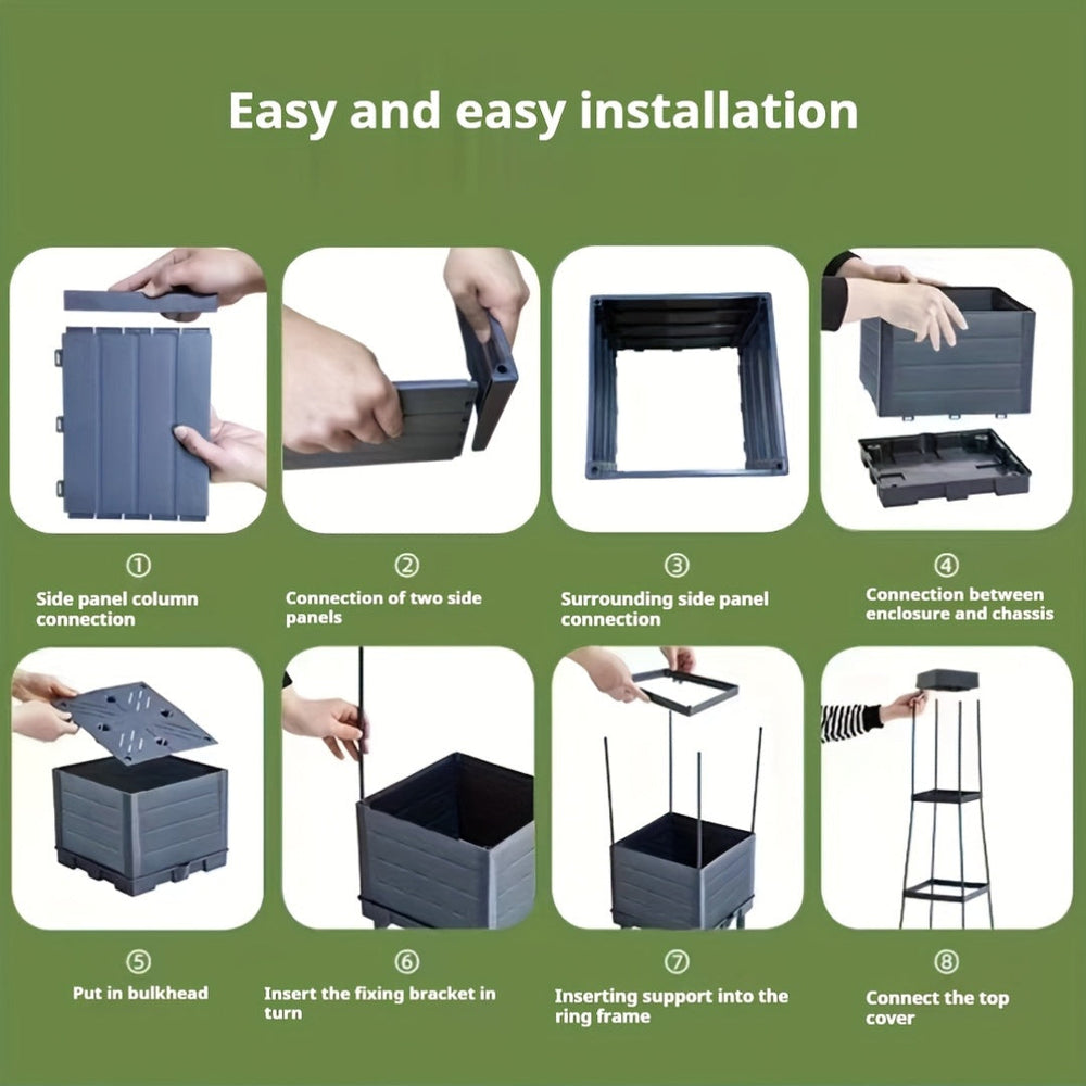 Self-Watering Planter Box with Trellis – Weatherproof, Drainage, Anthracite