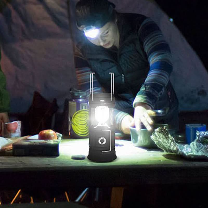 Solar LED Camping Lantern – USB Power Bank, Telescopic & Rechargeable