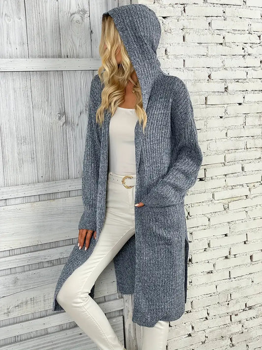 Long women's knitted cardigan for autumn & winter