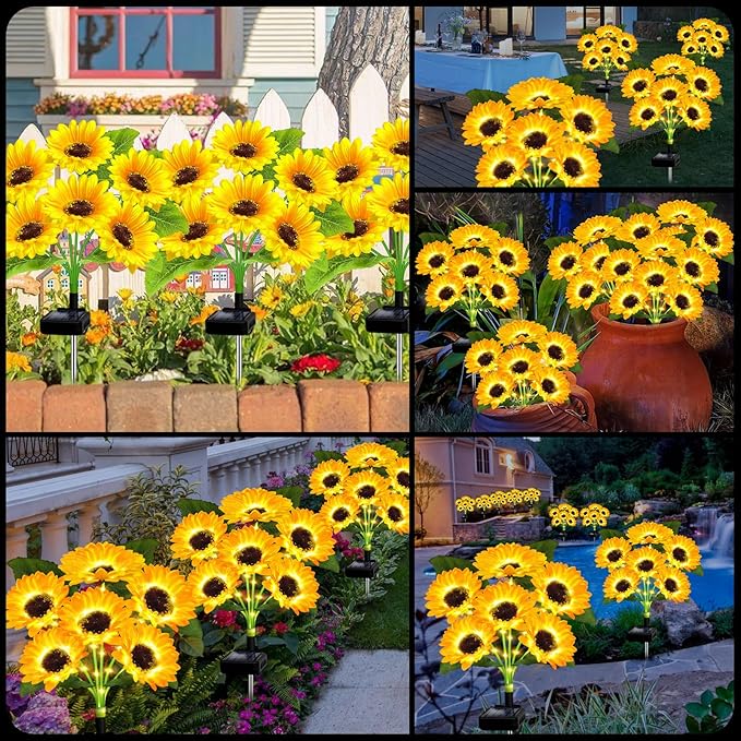 Solar Sunflower Garden Stake Light – IP65 Waterproof, 74 cm & Warm White LED