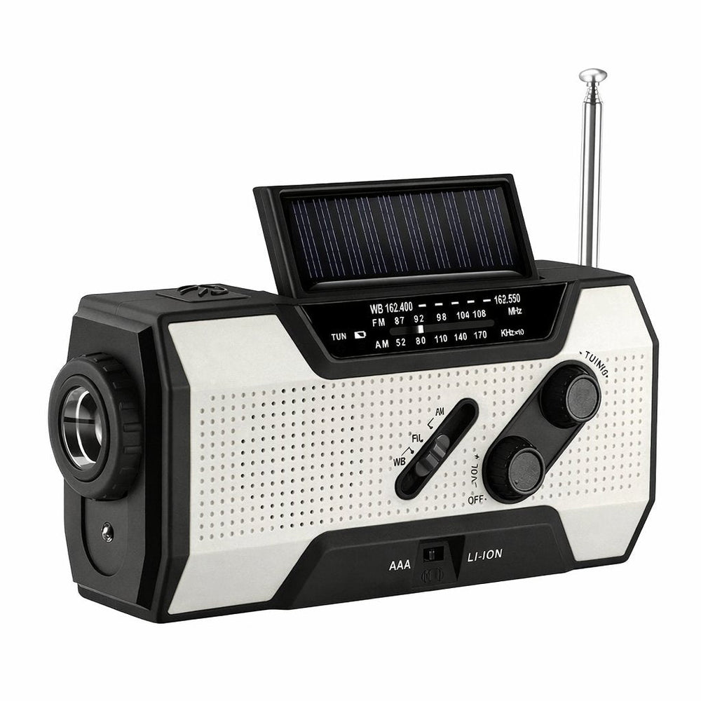 Emergency Radio – Solar & Hand Crank, AM/FM Weather, 2000mAh Power Bank & LED Flashlight