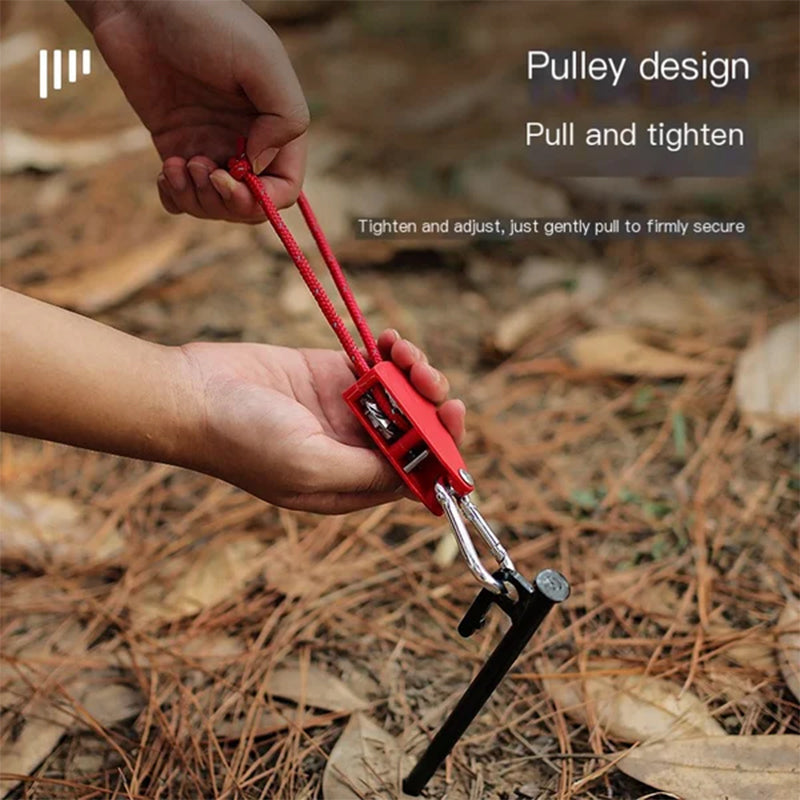 Tent Guy Line with Pulley System – 190kg Capacity, Reflective, Aluminum Alloy