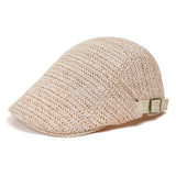 Men's Summer Flat Cap – Breathable Herringbone, Adjustable 55–59cm, UV Protection