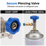 AC Charging Hose with Pressure Gauge – R134A/R12/R22, 0–350 psi, Quick-Connect