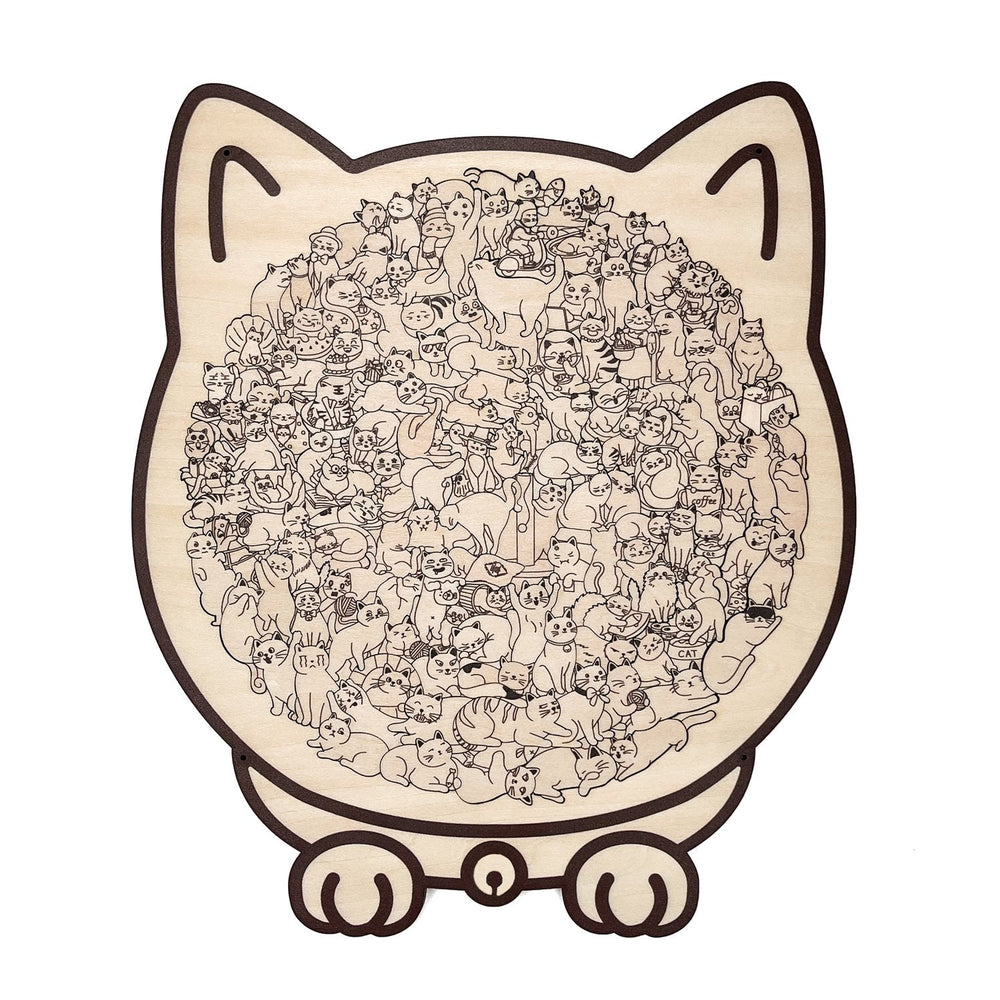 Wooden Cat Puzzle – 135 Pieces, Sustainable Wood & 4 Color Variants