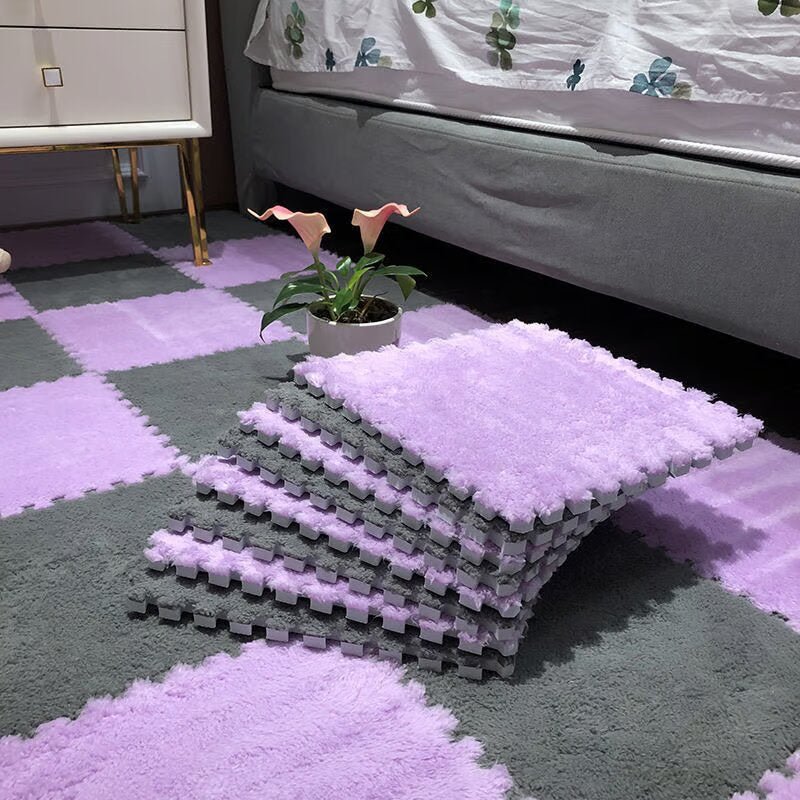 Plush Puzzle Rug Tiles – Foam, 30×30cm & Non-Slip Interlocking
