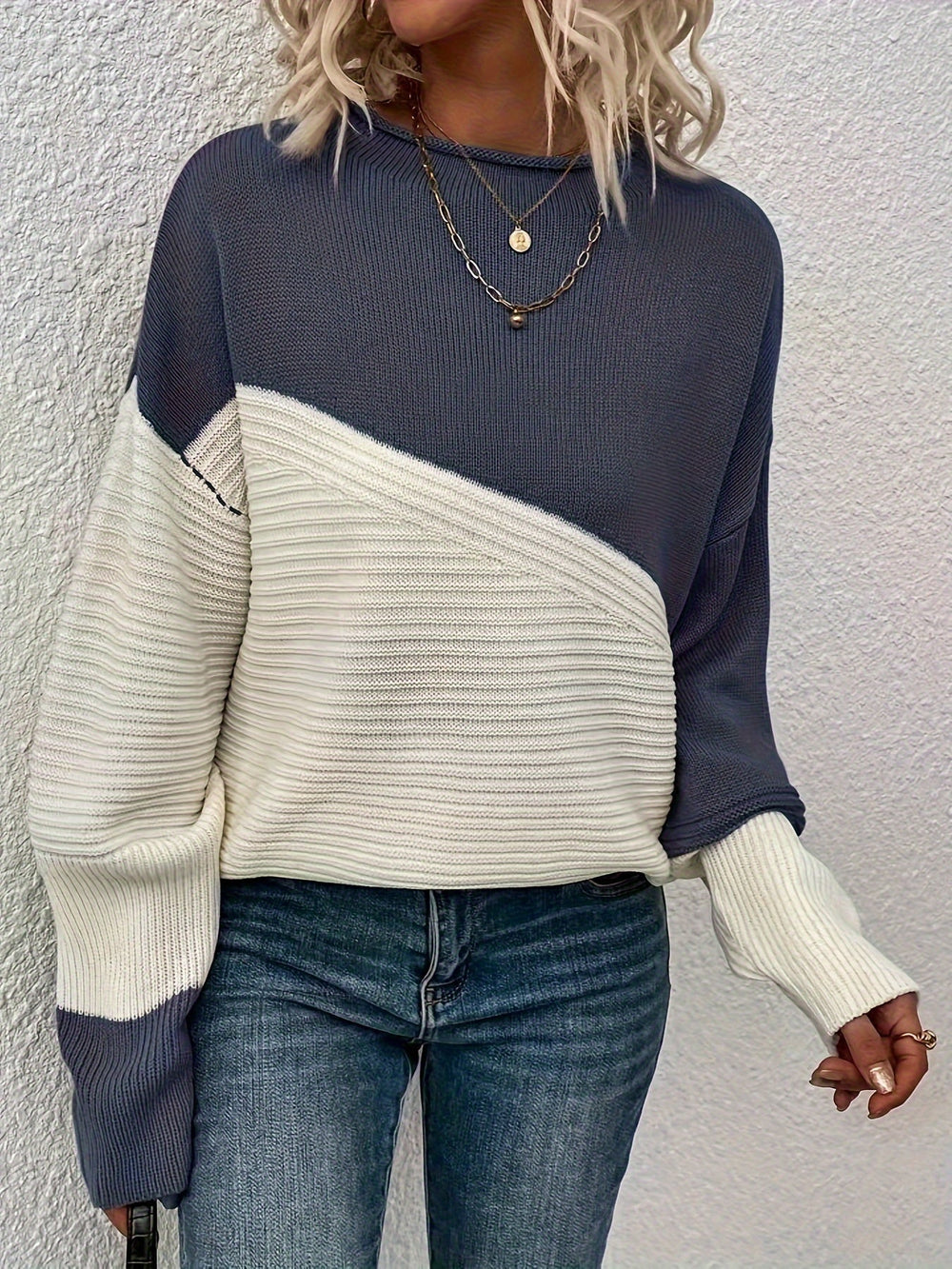 Zelda™ Elegant Color Block Pullover Sweater for Women - Stylish & Comfortable Knitwear