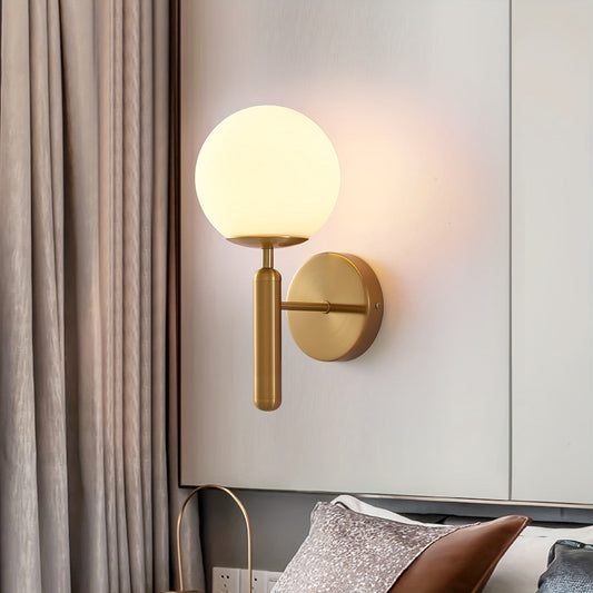 Wall Sconce – Glass Globe Shade, Polished Metal Finish & Semi-Flush Mount