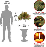 Realistic Pre-Lit Artificial Christmas Tree Urn Filler - Perfect Holiday Decoration
