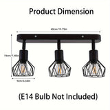 Vintage 3-Light Ceiling Spotlight | Industrial Black Metal Fixture