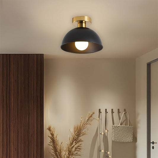 Semi-Flush Ceiling Lamp – Matte Metal Finish, Modern Style & Brass Detail