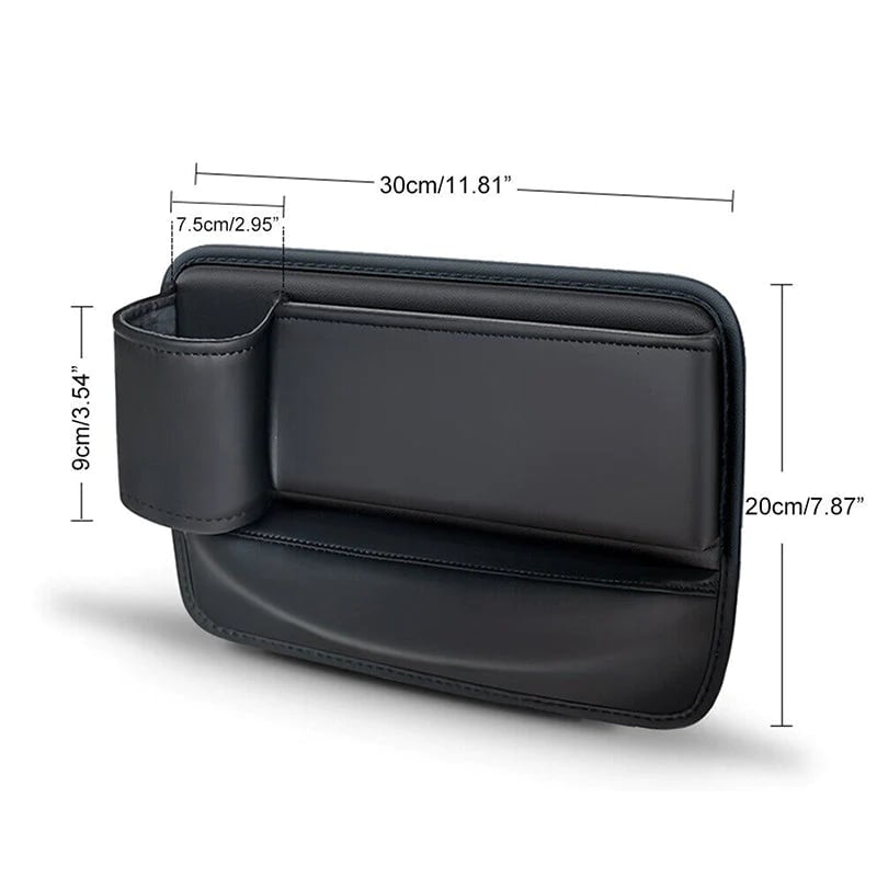 Car Seat Gap Organizer – PU Leather, Cup & Phone Holder, 2-Pack