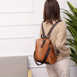 Anti-Theft Backpack – Women's Vegan Leather, Hidden Zippers & Water-Resistant