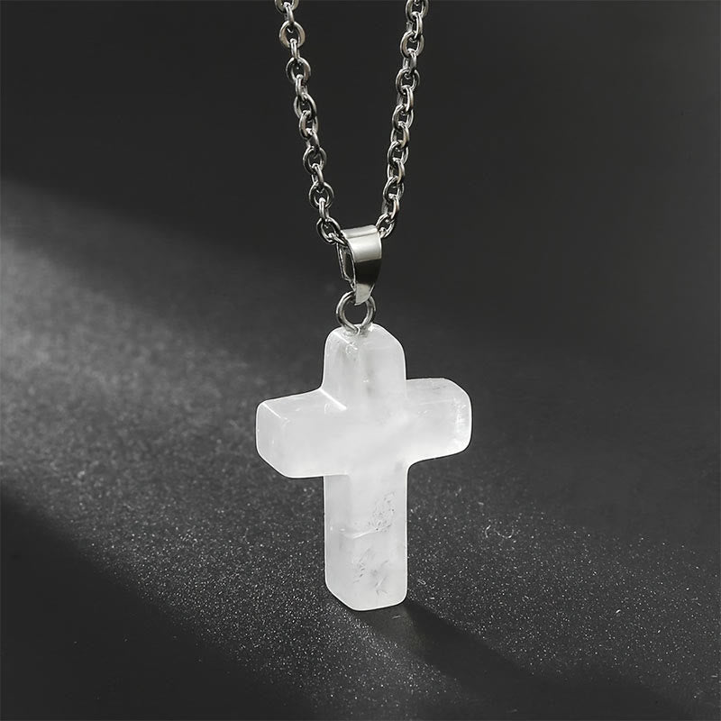 Seraphina Cross Necklace - Clear Crystal