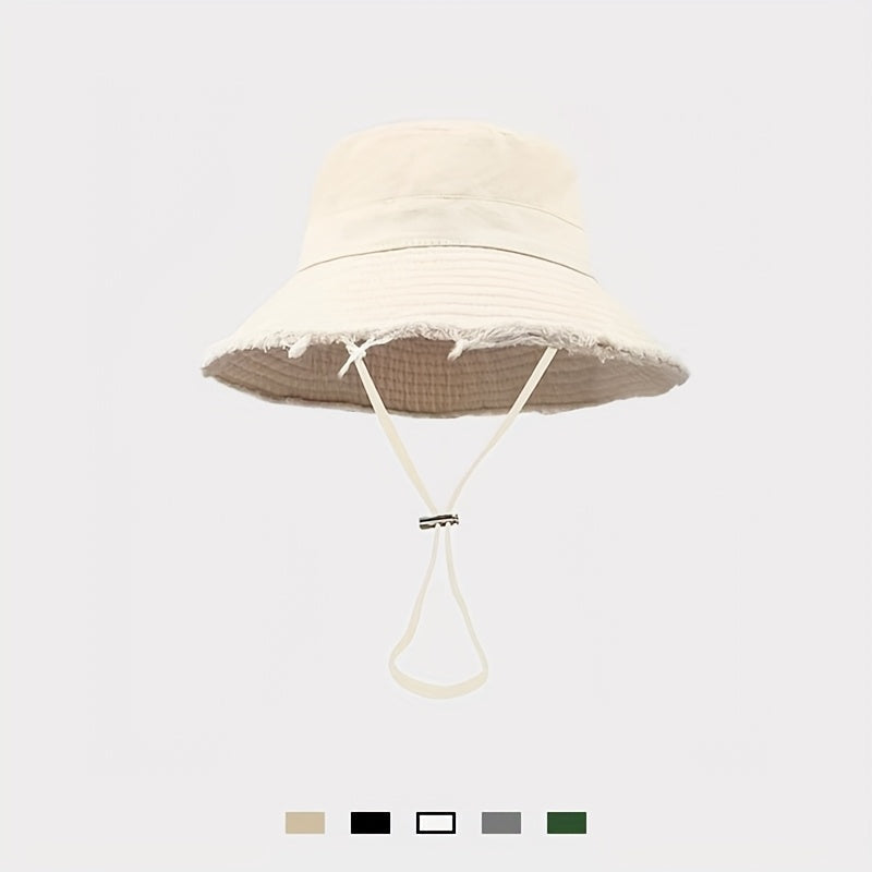 Women's Bucket Hat – Cotton, UV Protection & Adjustable Drawstring