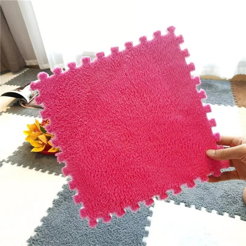Plush Puzzle Rug Tiles – Foam, 30×30cm & Non-Slip Interlocking