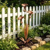 Copper Calla Lily Garden Stake – 61cm, Wind Chime Bells & Weatherproof Iron