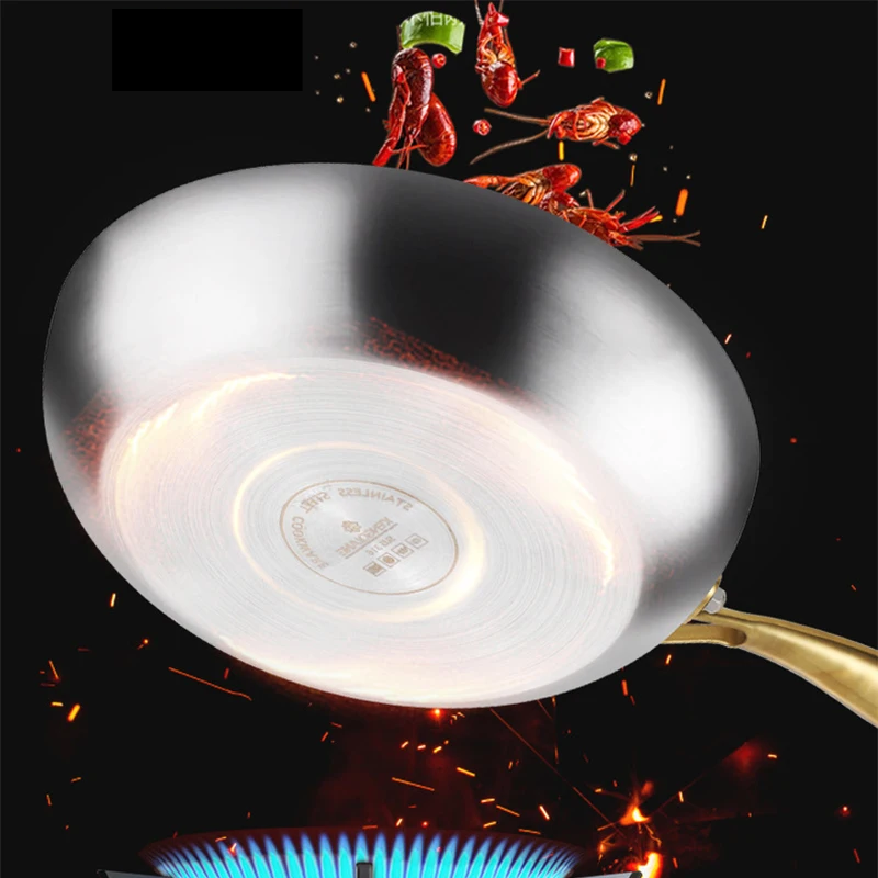 316 Stainless Steel Frying Pan – 7-Ply Uncoated, Gas & Induction Compatible
