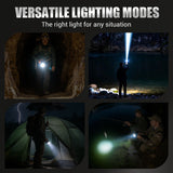 LED Flashlight – Rechargeable USB-C, Zoom Beam up to 600m & IPX4 Waterproof