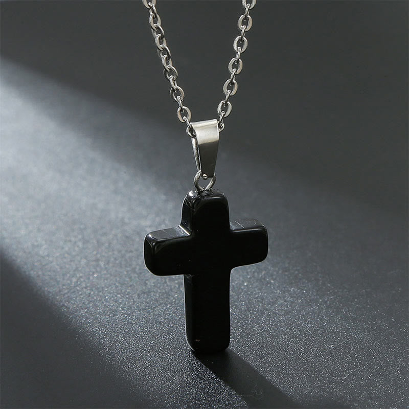 Seraphina Cross Necklace - Black Onyx
