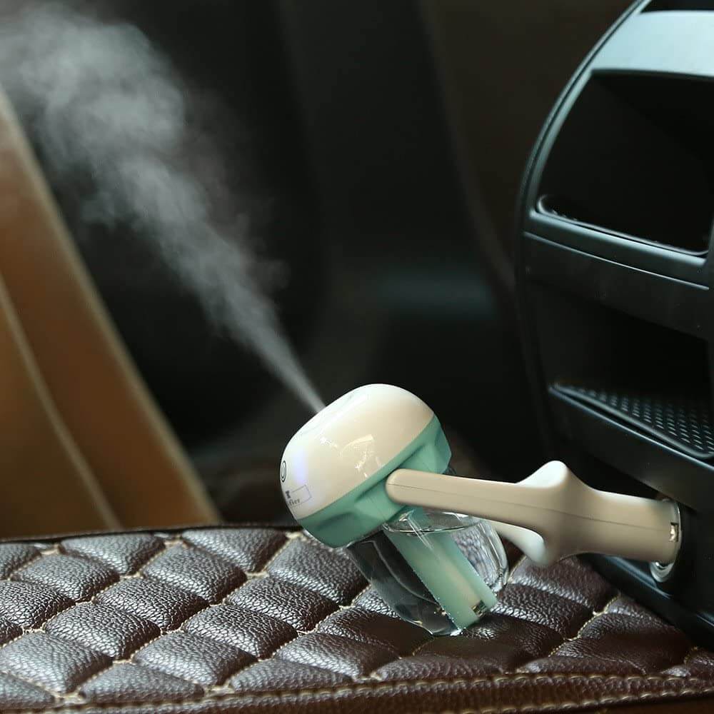 Car Humidifier with Aromatherapy – Ultrasonic, 2h Timer & 12V Cigarette Lighter