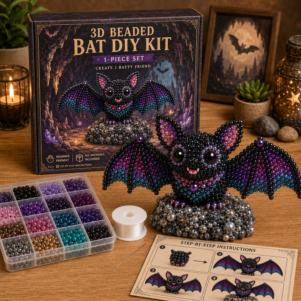 3D Beaded Craft Kit – Glass Bead Animal Figures, Beginner-Friendly & 12 Motif Sets