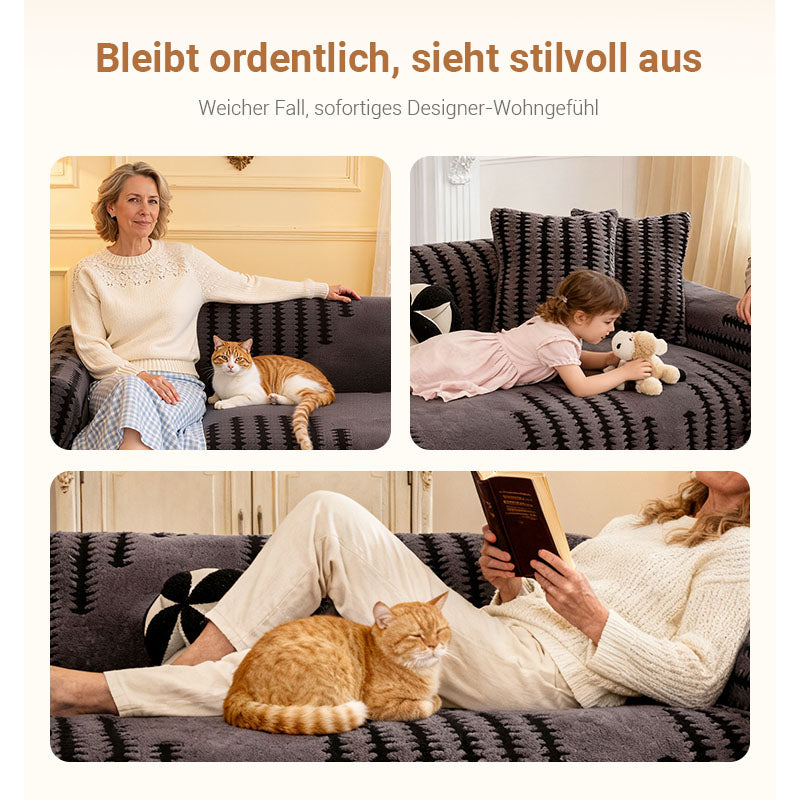 Plush Sofa Cover – Non-Slip Backing, Machine Washable & 5 Sizes in 9 Colors