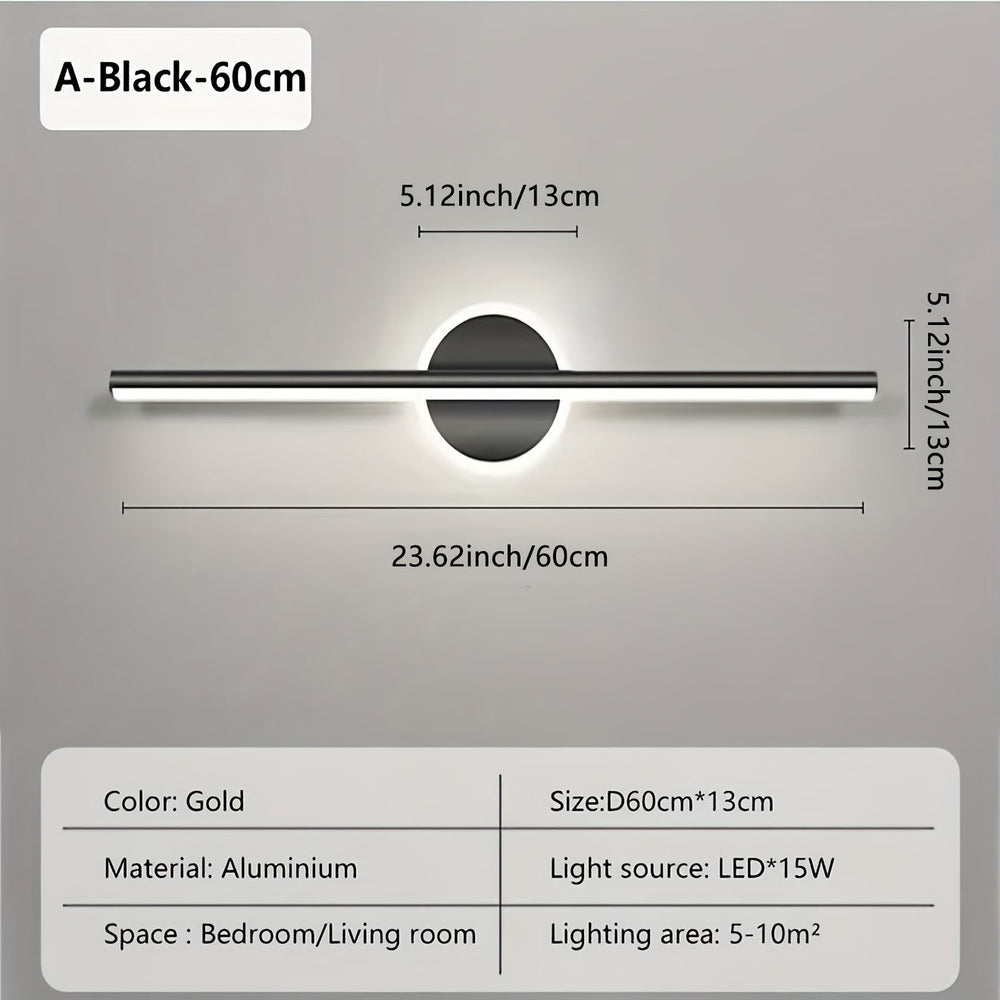 Luxe LED Mirror Wall Light | Minimalist Black & Gold Wall Lamp