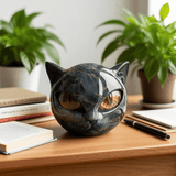 BowLift | NoirCat Sculpture – Black Cat Head with Hypnotic Eyes