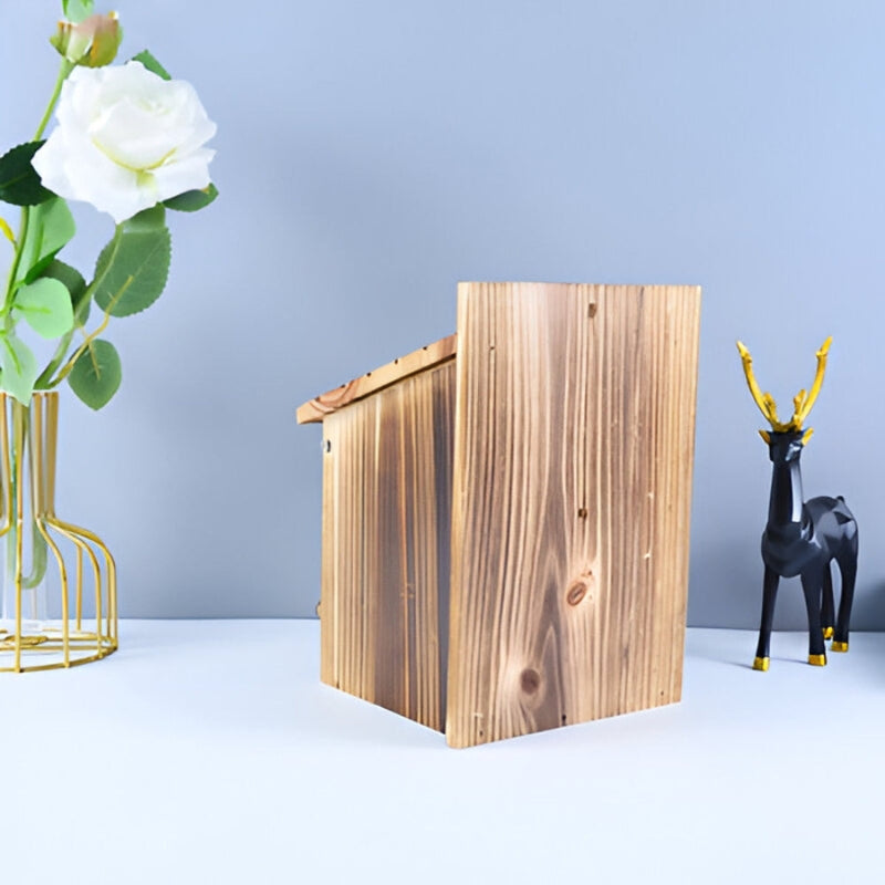 Natural Wood Birdhouse – 20×20×20cm, Hanging or Freestanding, Garden Decor