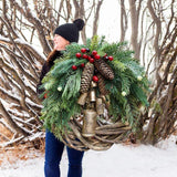 Boho Farmhouse Christmas Wreath - Rustic Holiday Decor for a Cozy Home
