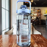2L Portable Water Bottle with Straw & Time Marking - Ideal for Sports & Fitness Hydration