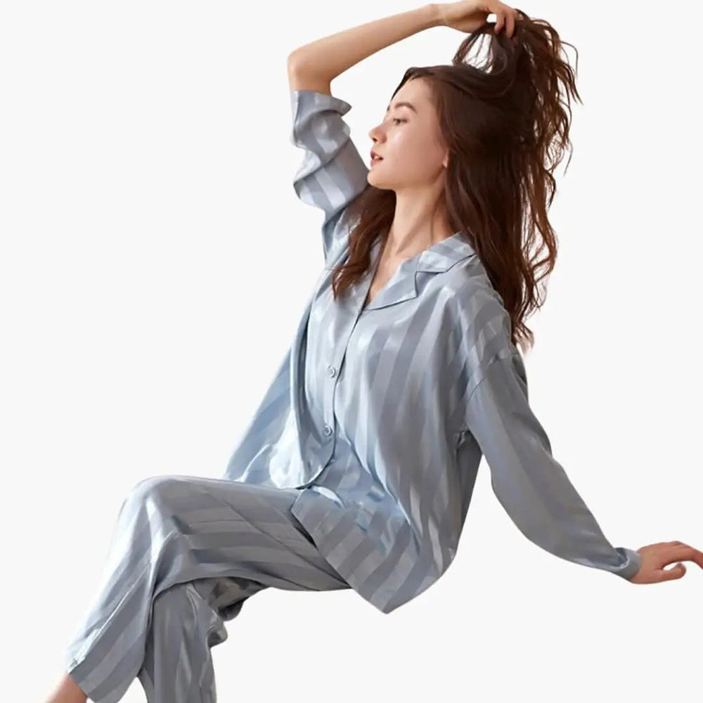 Women's Satin Pajama Set – Long Sleeve, Shirt & Pants