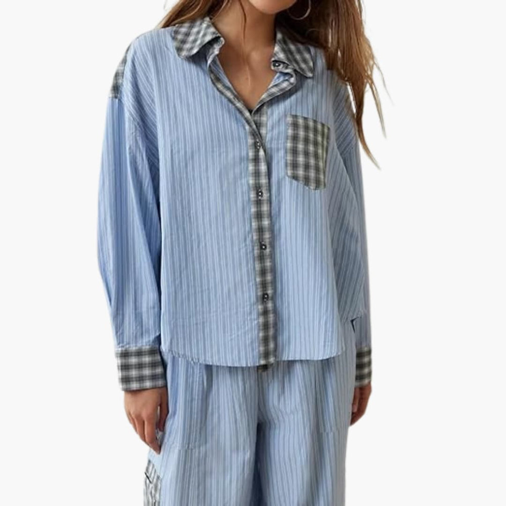 Women's Pajama Set – Button Top & Elastic Pants