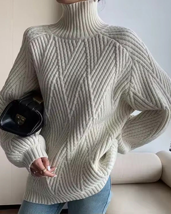 Audrey Women's Knitted Turtleneck Sweater - Cozy & Stylish Pullover for Fall/Winter Fashion