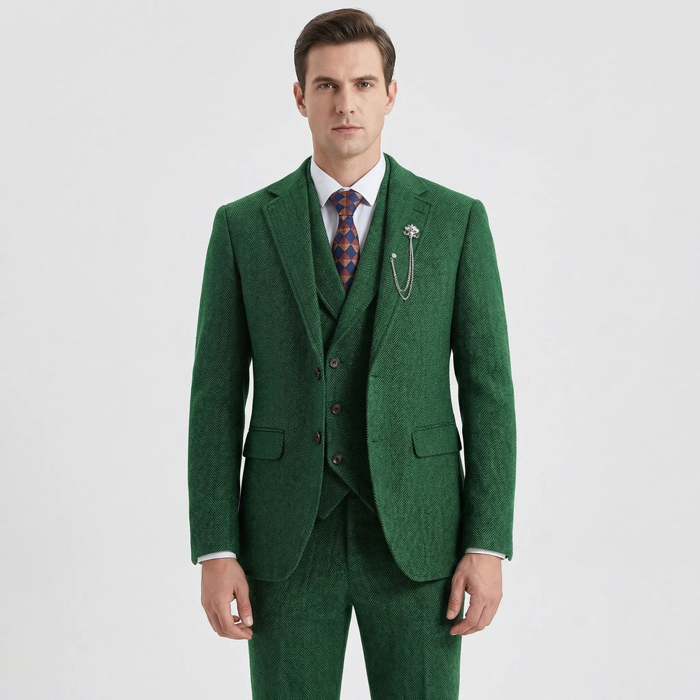 Yves - 3-Piece Herringbone Patterned Suit