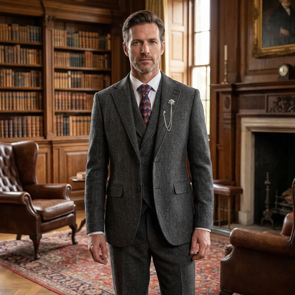 Yves - 3-Piece Herringbone Patterned Suit
