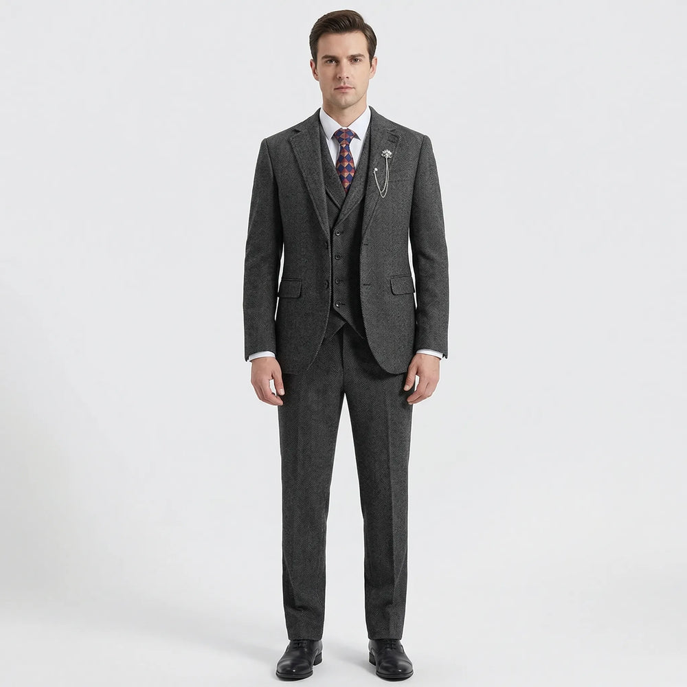 Yves - 3-Piece Herringbone Patterned Suit