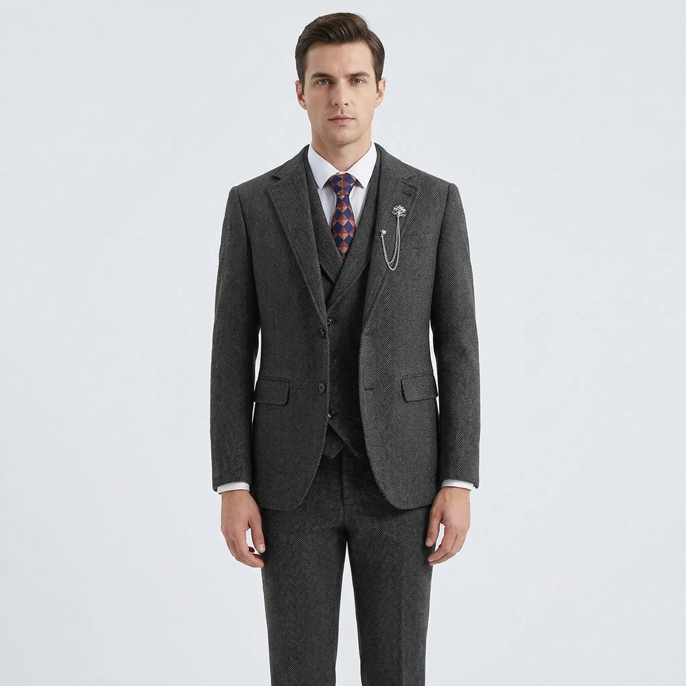 Yves - 3-Piece Herringbone Patterned Suit