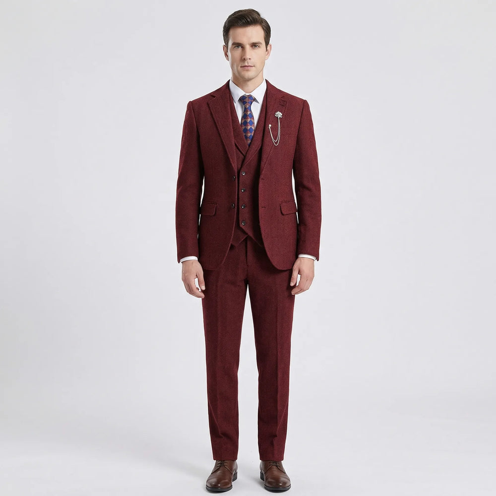 Yves - 3-Piece Herringbone Patterned Suit