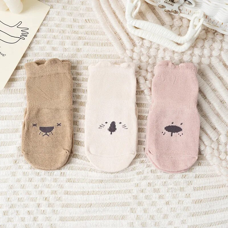 3-Pack Non-Slip Baby Socks with Rubber Grips for Enhanced Safety & Comfort
