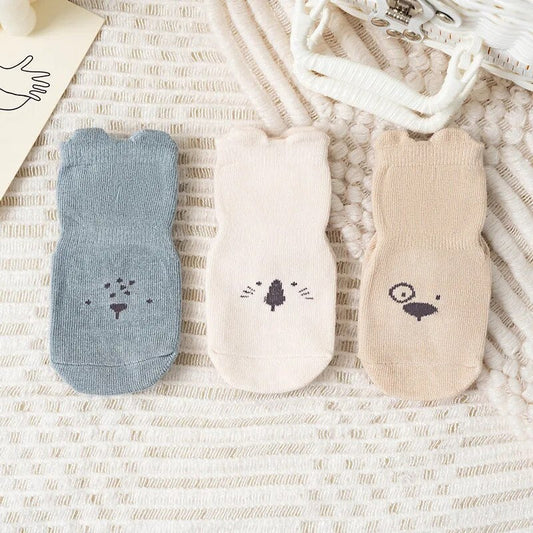 3-Pack Non-Slip Baby Socks with Rubber Grips for Enhanced Safety & Comfort