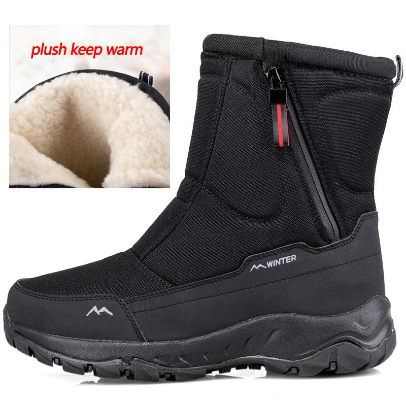 Warm Mid-Height Winter Snow Boots - Black