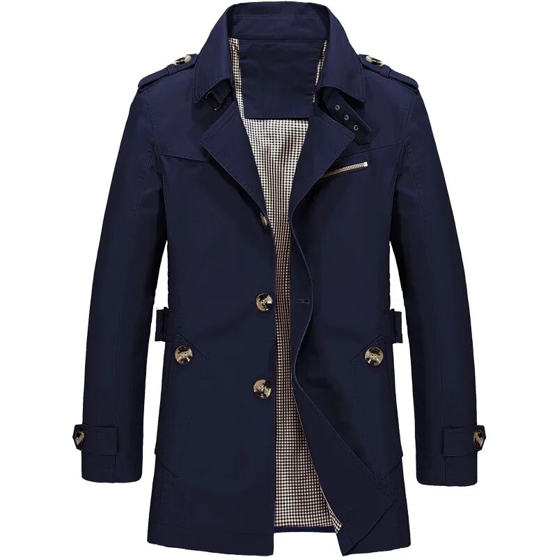 Trenchcoat – Stylish Long Coat – Blue