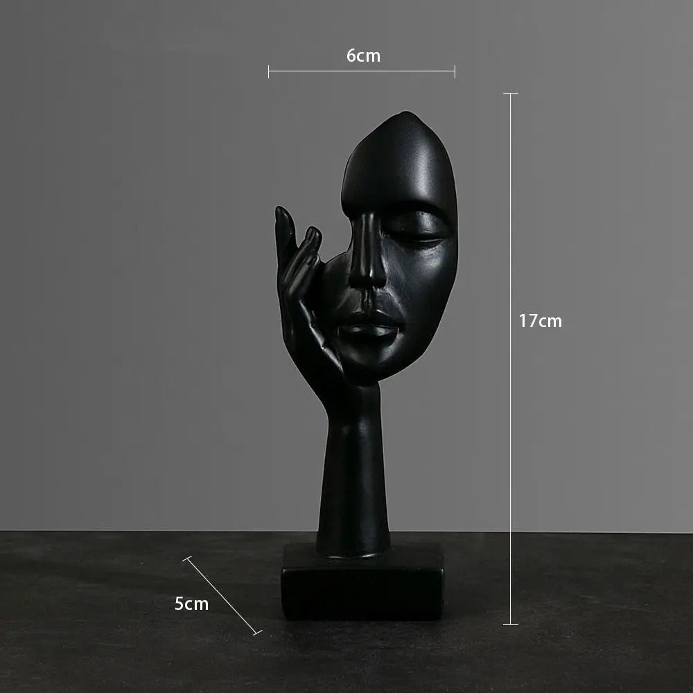 Abstract Face Sculpture – Resin, 17×6.5×5cm, Gold, Black or White Home Decor