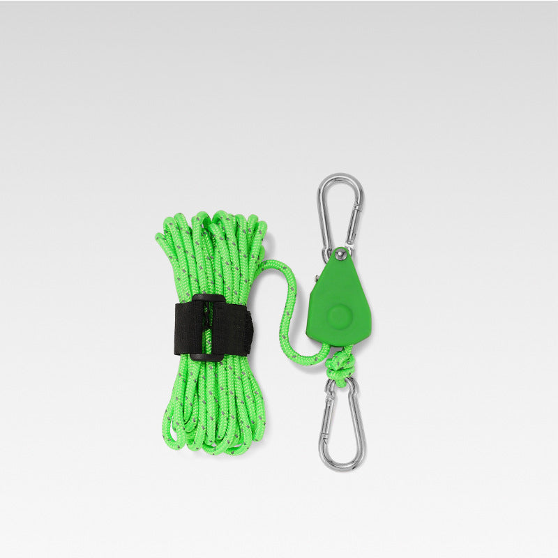 Tent Guy Line with Pulley System – 190kg Capacity, Reflective, Aluminum Alloy